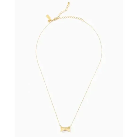 KATE SPADE Bow Gold Mini Pendant Adjustable Chain Necklace NEW - Picture 2 of 4